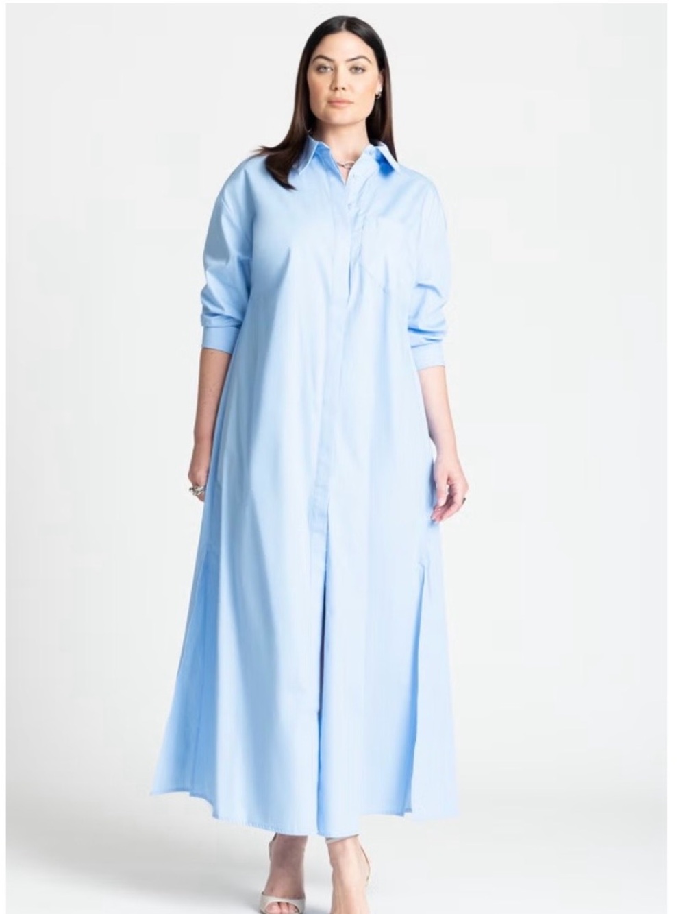 Eloquii Light Blue Maxi Shirt Dress